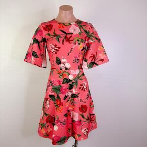 Vince Camuto Crepe Sleeve Fit & Flare Garden Floral Mini Dress Tea Party 4 NWT